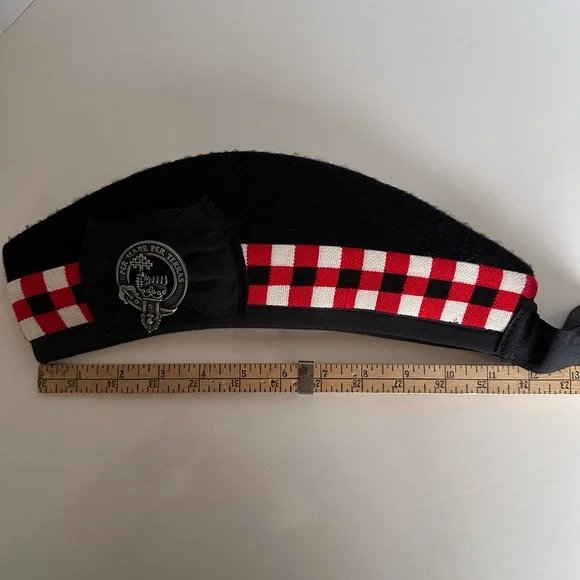 Vintage Scottish Glengarry Bonnet 7 1/2 Diced Band Clan McDonald Badge Pipe Band - Picture 10 of 10